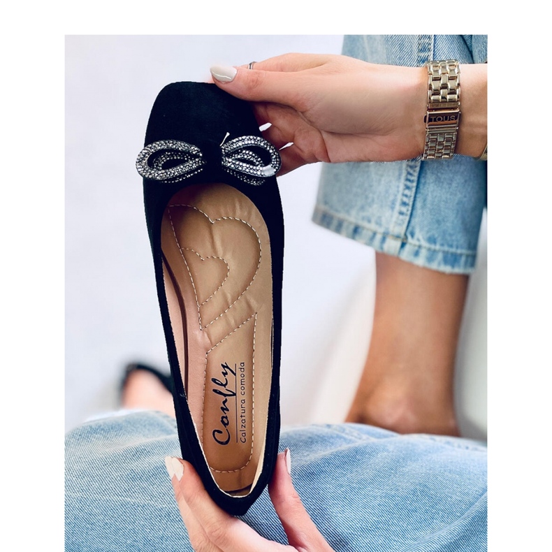 Semišové balerínky s mašlí Serna Nero - Inello černá 2