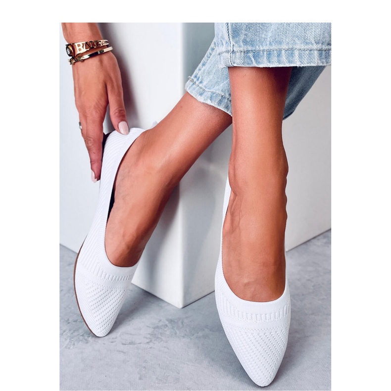 Bílé tkané balerínky bílý 1