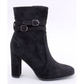 Dianes Černé semišové kotníkové boty na podpatku - Inello černá 1