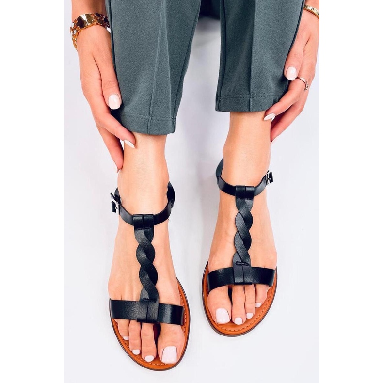 Dámské ploché sandály černé černá 2 Dámské ploché sandály černé černá 2