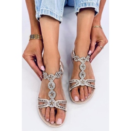 Sandály Yvers Beige s ozdobnými zirkony - Inello béžový 2