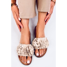 Sandal Cork žabky s květy Sebill Beige - Inello béžový 1