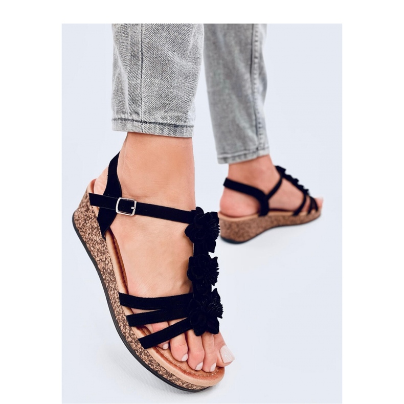 Květinové sandály Fisken Black - Inello černá 1