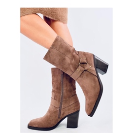 Khaki semišové kovbojské boty hnědý 1