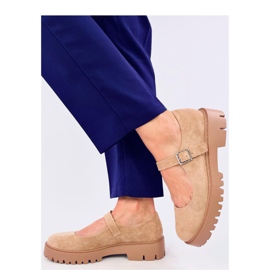 Balerínky Holmess Khaki na páskové platformě - Inello béžový 2