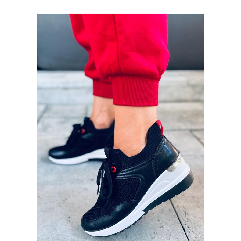 Fenix Černé tenisky na klínku - Inello černá 2 Fenix Černé tenisky na klínku - Inello černá 2