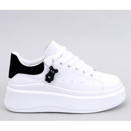 Tenisky na klínku Liezel WHITE/BLACK s přívěskem - Inello černý 1