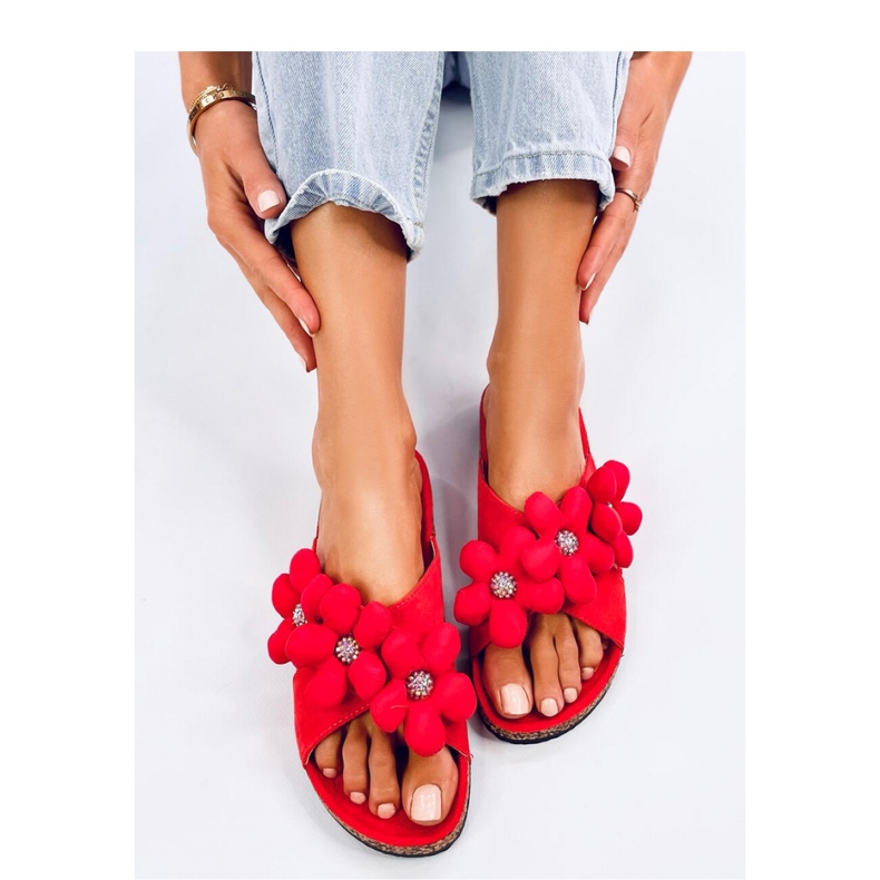 Sandálové korkové žabky s polštářkovými květy Charss Orange - Inello oranžový 2