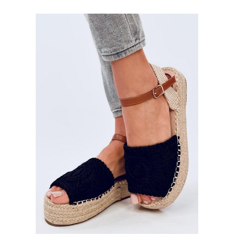 Boho Ingram Black espadrille sandály - Inello černý 1