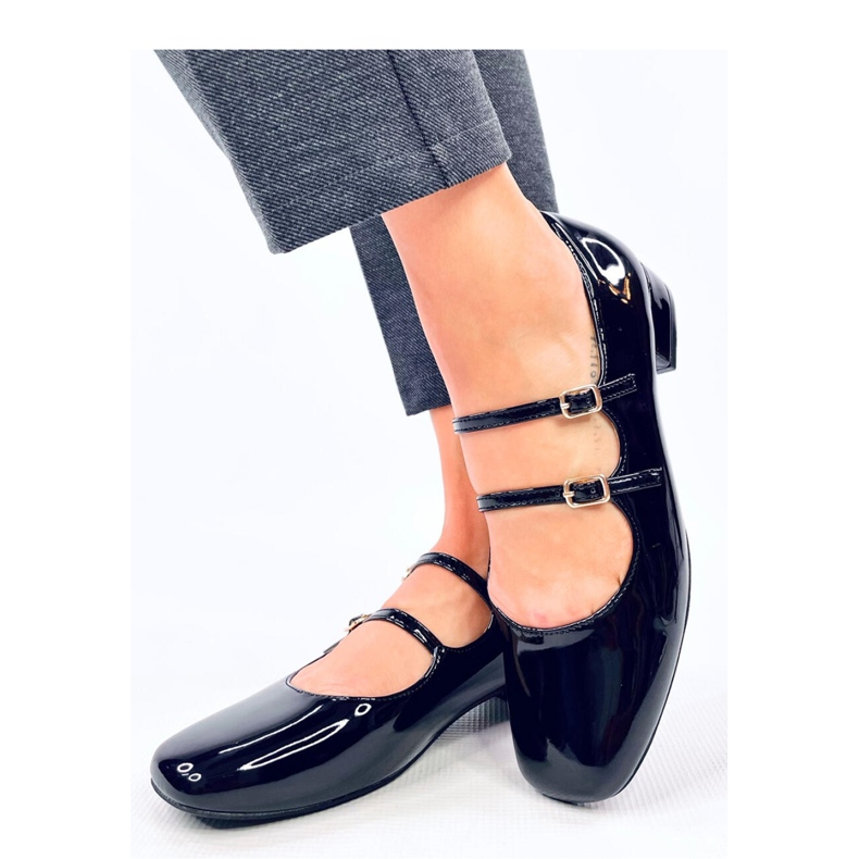 Balerínky na vysokém podpatku s ramínky Corigan Black - Inello černá 1