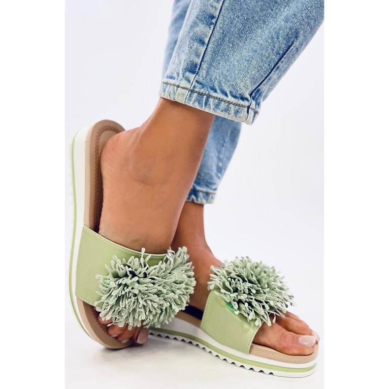 Sandal Wedge mules s květinami Ragnes Light Green - Inello zelená 1