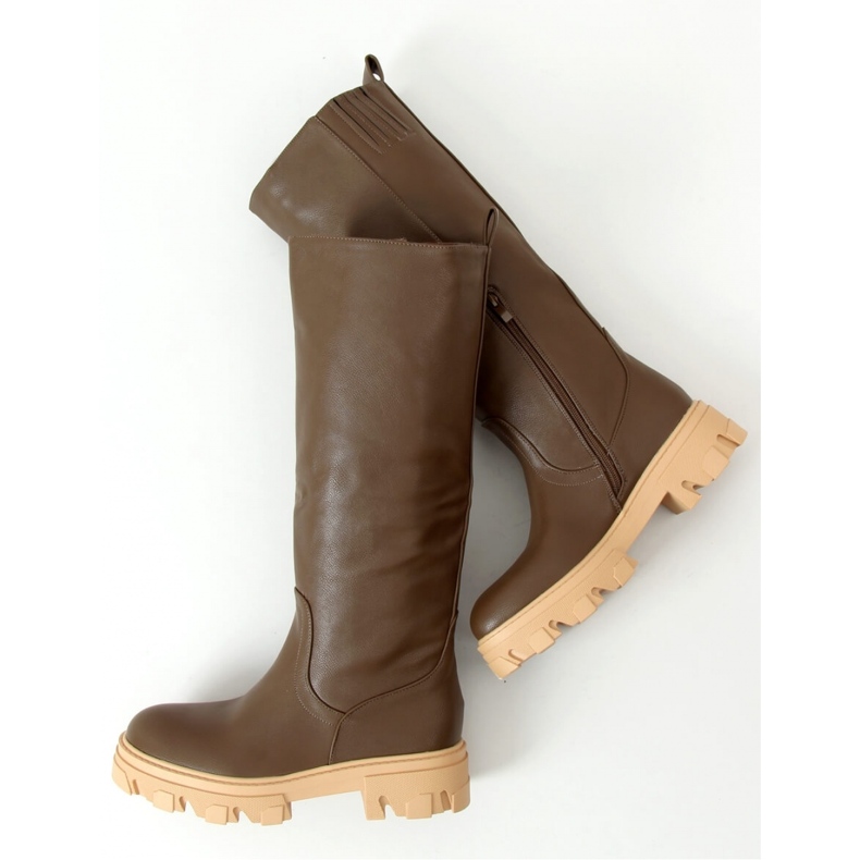 Khaki QT21P Army Green kozačky se silnou podrážkou - Inello zelený 1