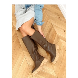 Khaki QT21P Army Green kozačky se silnou podrážkou - Inello zelený 2