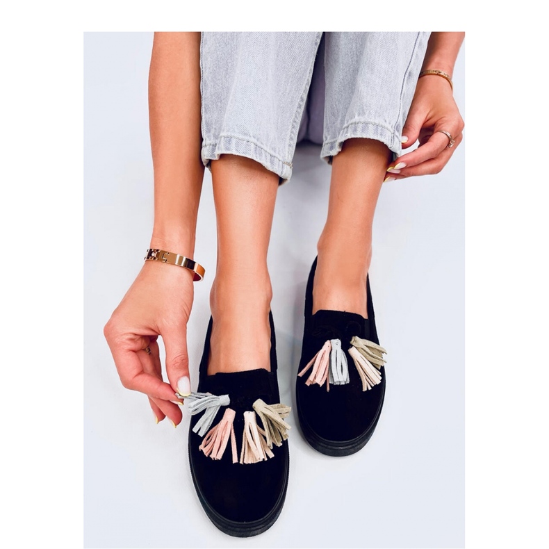 Mokasíny Krauss Blackcolor s třásněmi - Inello černá 1