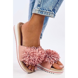 Sandal Wedge mules s květinami Ragnes Pink - Inello růžový 1