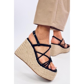 Pascai Černé espadrilkové sandály na klínku - Inello černý 1