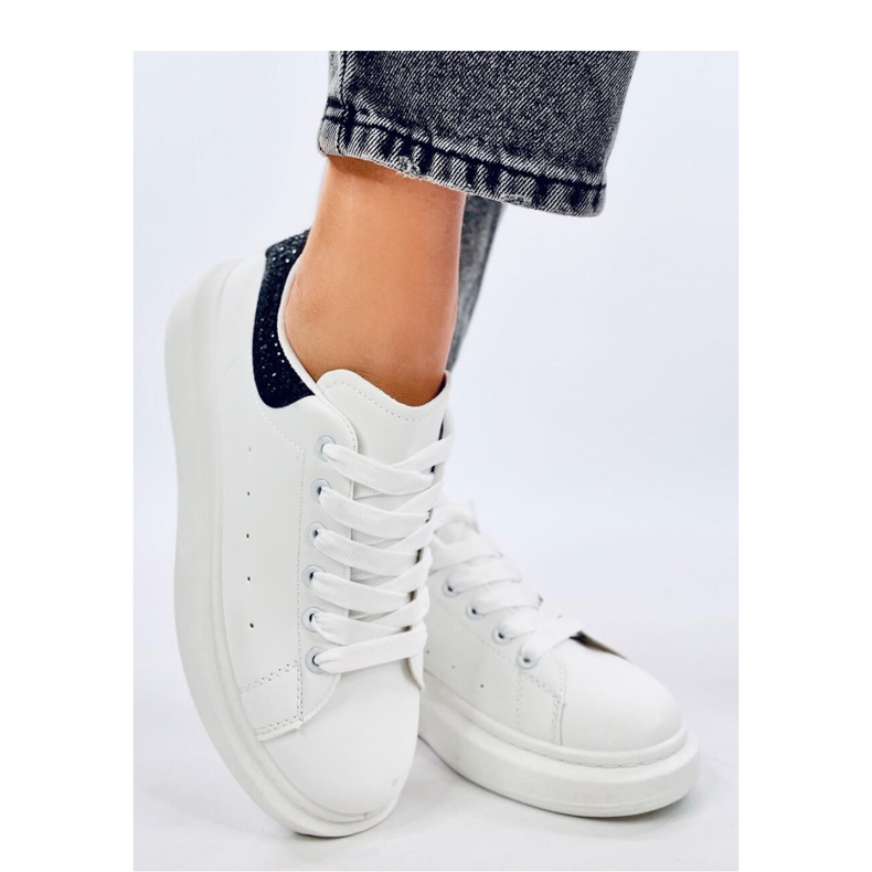 Parkss WHITE/BLACK tenisky na platformě s kamínky - Inello černý 1