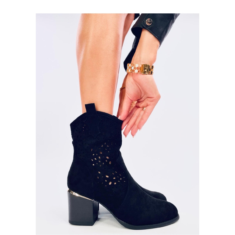 Antares Black prolamované semišové kovbojské boty - Inello černá 1