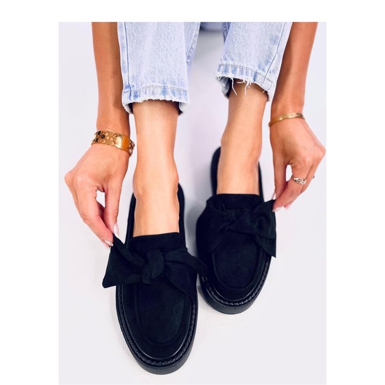 Semišové mokasíny Tempelton Black s mašlí - Inello černá 2