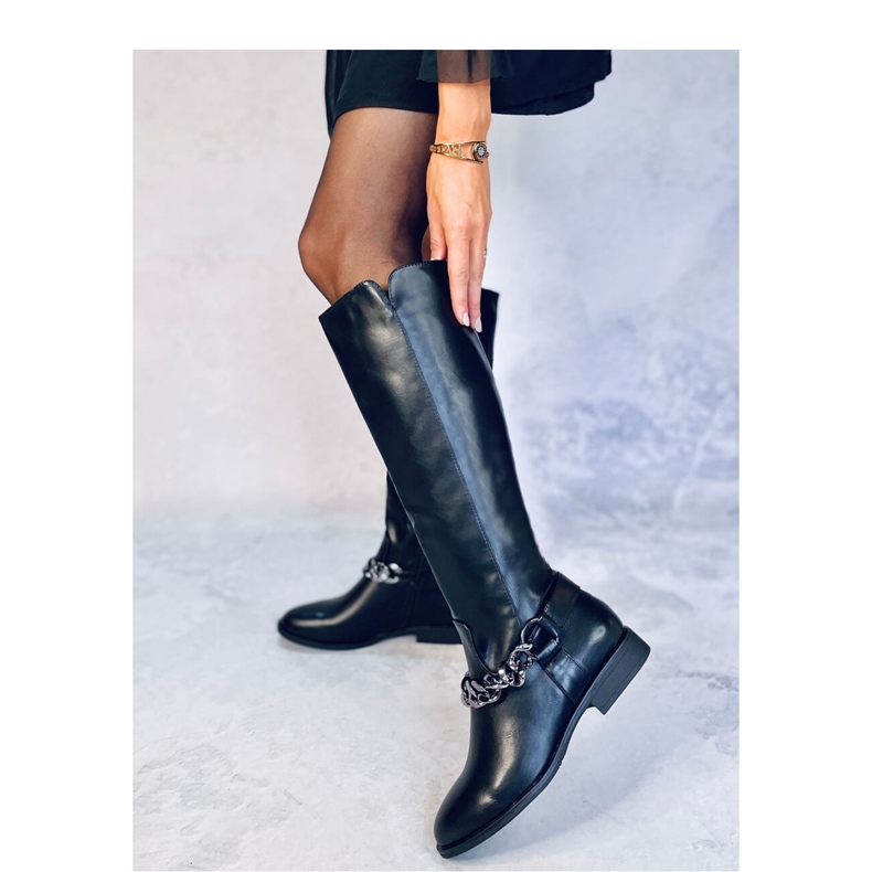 Dámské celozrnné kozačky Daigle Black - Inello černá 2