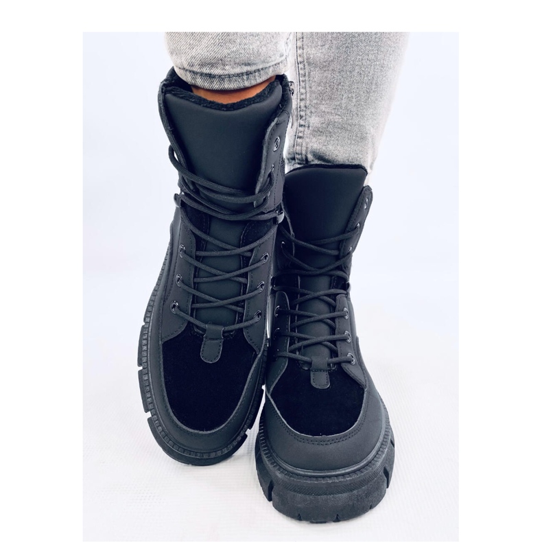 Zateplené šněrovací kotníkové boty Torey Black - Inello černý 2