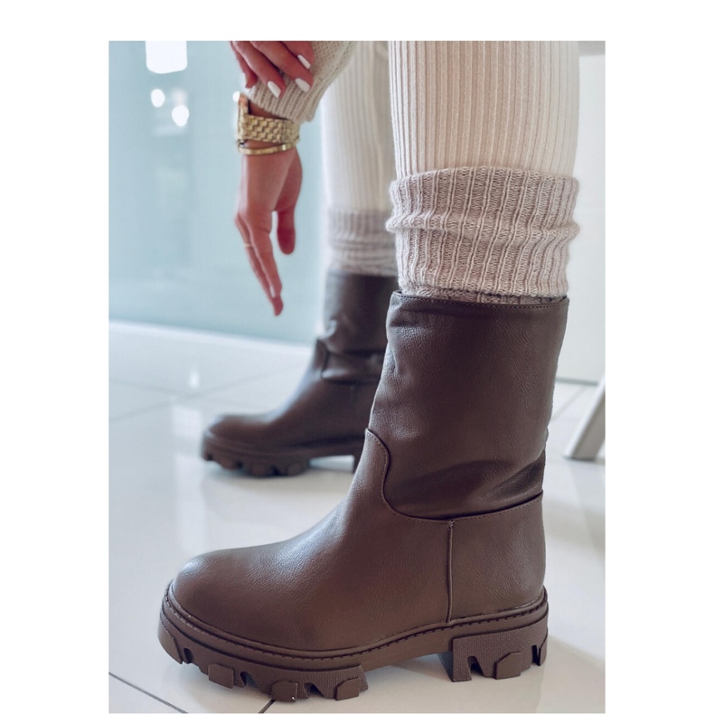 Bunton Army Green kotníkové boty rovného střihu - Inello hnědý 2