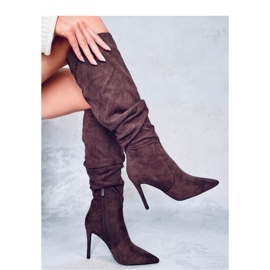 Klasické kozačky na podpatku Danielle Brown - Inello hnědý 2