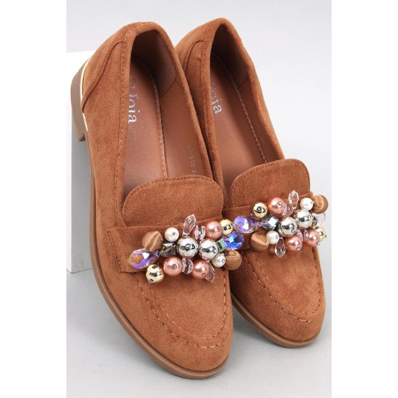 Mokasíny Anselme Camel s kamínky - Inello hnědý 1