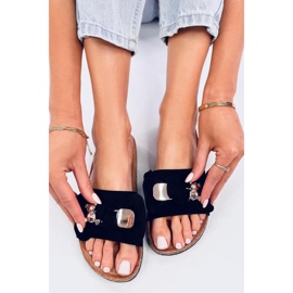 Loups Černé korkové žabky s medvídkem - Inello černá 2