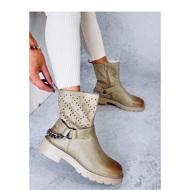 Prolamované kotníkové boty Issey Green - Inello zelená 1