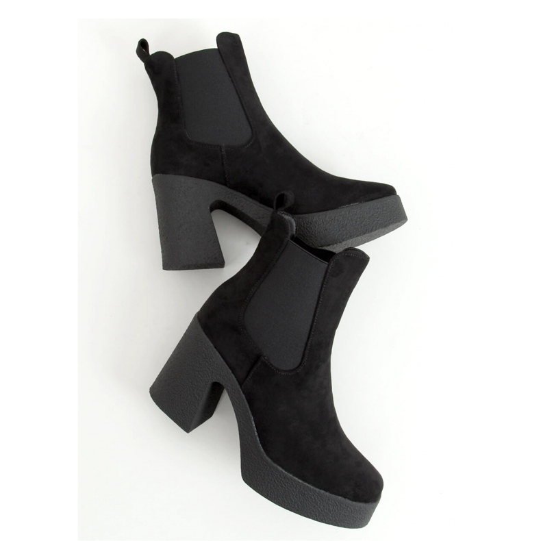 Černé gumové kozačky na vysokém podpatku ST-62P Black - Inello černý 1