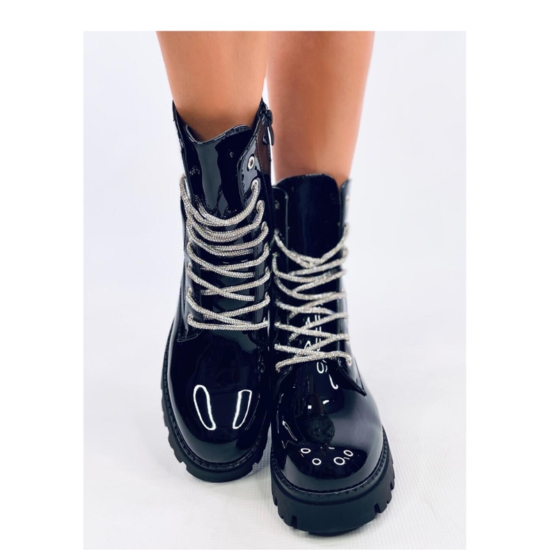 Lakované bovver boty Quanes Miroir - Inello černý 2