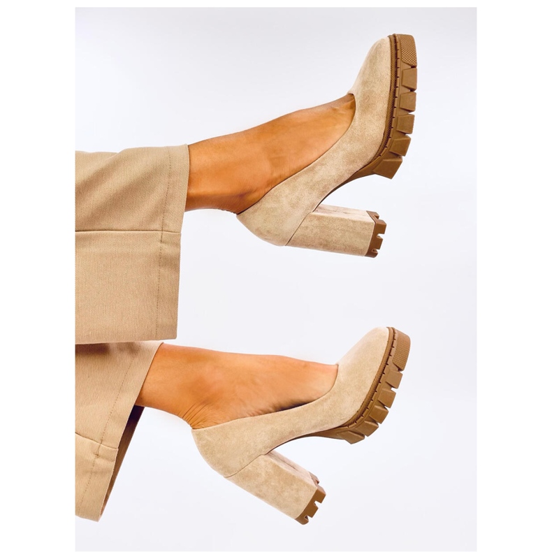 Angela Khaki lodičky na podpatku a platformě - Inello zelená 2