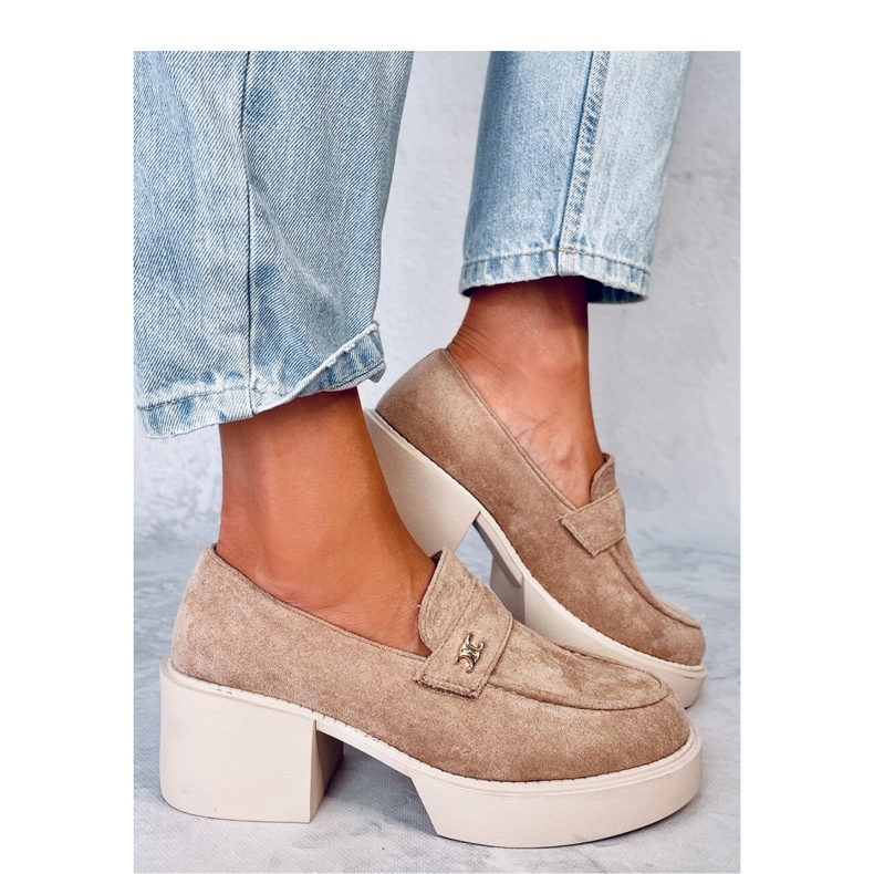 Mokasíny Coniff Khaki na vysokém podpatku - Inello béžový 1