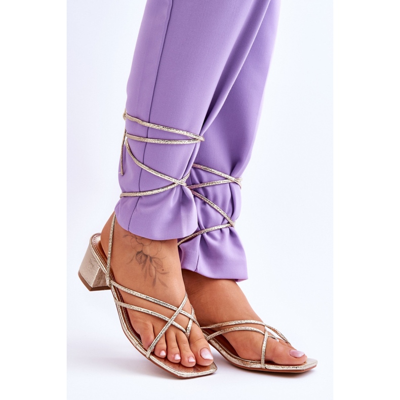 Step in style Model Secret Love LOLA5023 Zlaté šněrovací sandály - Krok ve stylu žlutá 1