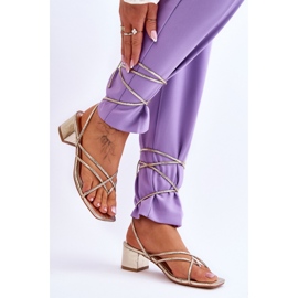 Step in style Model Secret Love LOLA5023 Zlaté šněrovací sandály - Krok ve stylu žluť 2