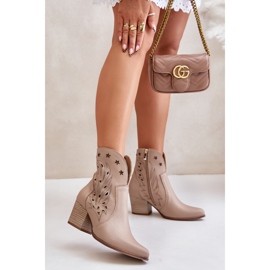 Step in style Kozačky Model Lewski 3613 Béžová kůže - Krok ve stylu béžový 1