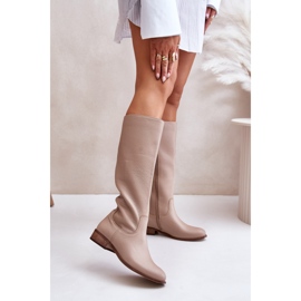 Step in style Kozačky Model Lewski 3616 Béžová kůže - Krok ve stylu béžový 1