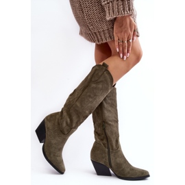 Step in style Boty Model Sloana WZ688-12 Green Suede - Krok ve velkém stylu zelený 2