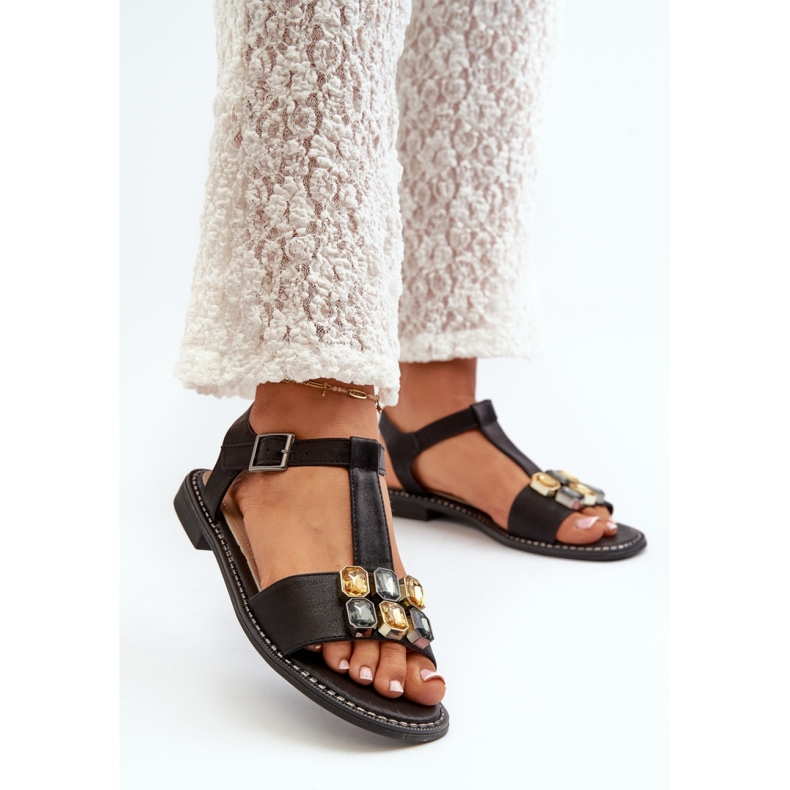 Dámské sandály se zdobením S.Barski Black černá 1