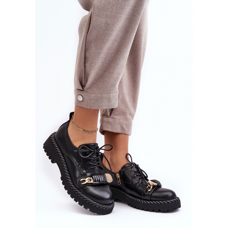 S.Barski Dámské černé boty na platformě černá 1