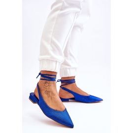 Dámské modré balerínky na šněrování modrý 1