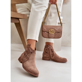 S. BARSKI Dámské kozačky s prolamovaným svrškem S.Barski hnědé hnědý 1