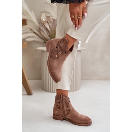 S. BARSKI Dámské kozačky s prolamovaným svrškem S.Barski hnědé hnědý 2