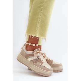 Béžové sportovní boty na platformě béžový 1 Béžové sportovní boty na platformě béžový 1