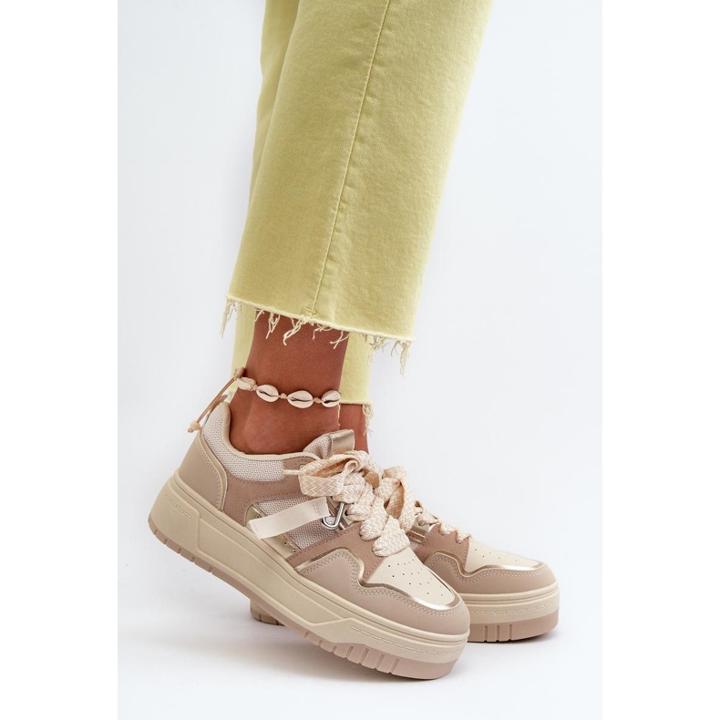 Béžové sportovní boty na platformě béžový 1 Béžové sportovní boty na platformě béžový 1