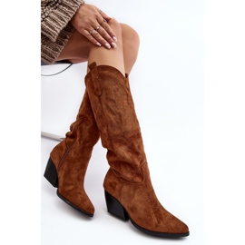 Step in style Kozačky Model Sloana WZ688-12 Camel Suede - Krok ve velkém stylu hnědý 2