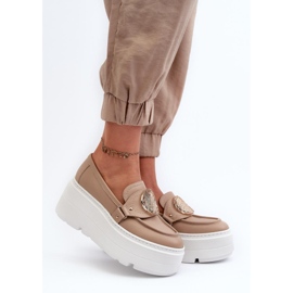 Zazoo Beige masivní mokasíny na platformě béžový 1