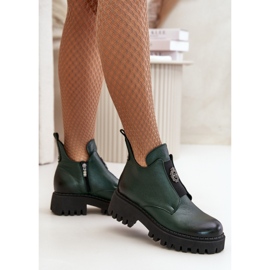 Dámské kotníkové boty Zazoo Dark Green na vysokém podpatku zelený 1