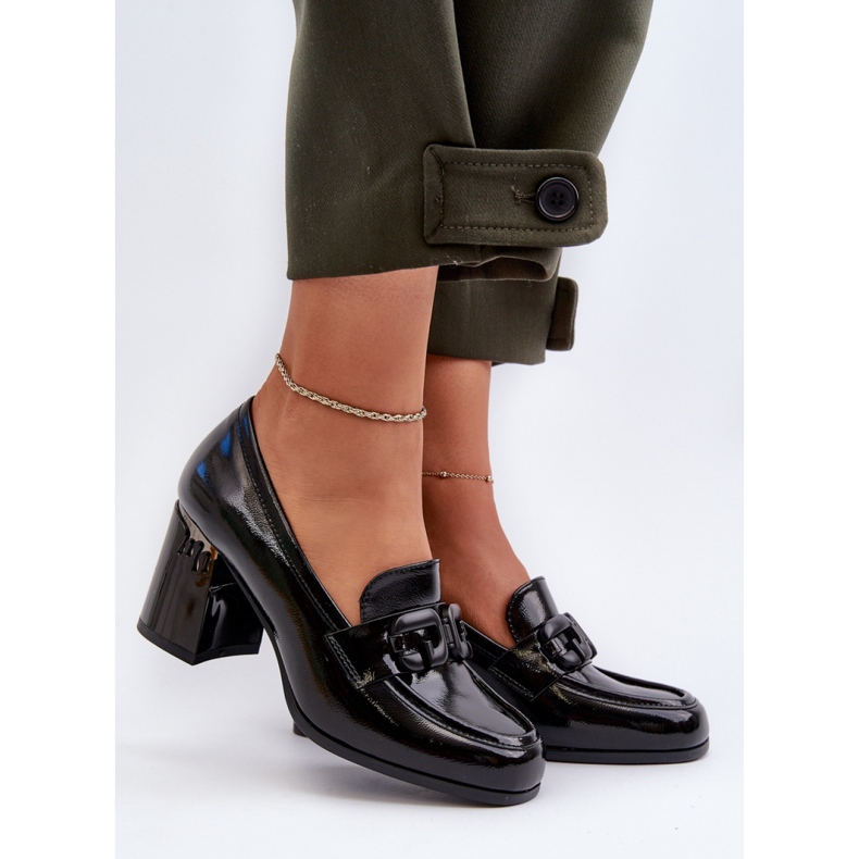 S.Barski Dámské boty na vysokém podpatku, černé lakované černá 1